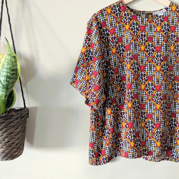 ALYSSA CARR Vintage Leopard Houndstooth Blouse - Picture 2 of 7